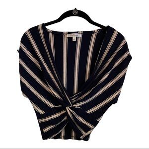 Lone Tree Navy blue‎ white and light pink crop top